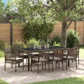 ARDEBO.de - 9-teiliges Garten-Esszimmer-Set Braun Poly Rattan