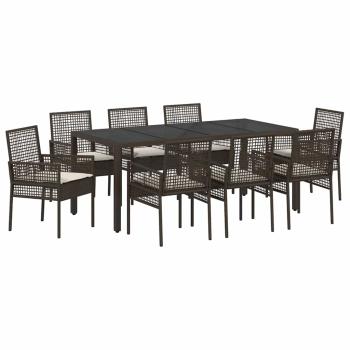 Garten Essgruppe 9 pcs Braun Poly-Rattan