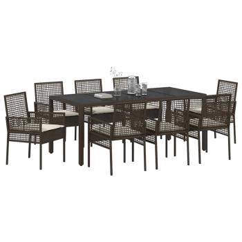 Garten Essgruppe 9 pcs Braun Poly-Rattan