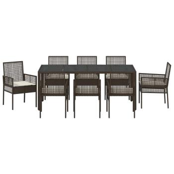 9-teiliges Garten-Esszimmer-Set Braun Poly Rattan