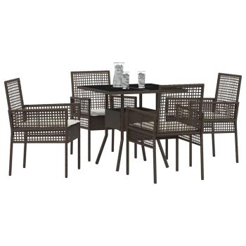 5-teiliges Garten-Esszimmer-Set Braun Poly Rattan