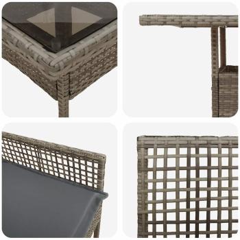 5-teiliges Garten-Esszimmer Set Grau Poly Rattan
