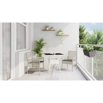 3-teiliges Garten-Esszimmer-Set Hellgrau Poly Rattan