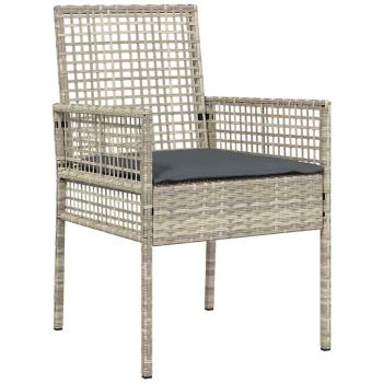 5-teiliges Garten-Esstischset Hellgrau Poly Rattan