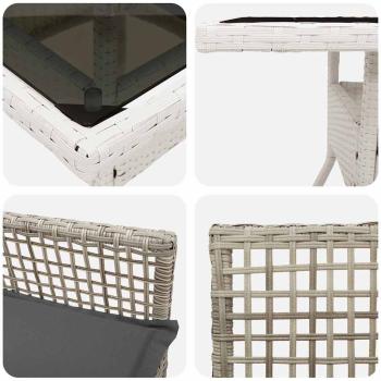 5-teiliges Garten-Esstischset Hellgrau Poly Rattan