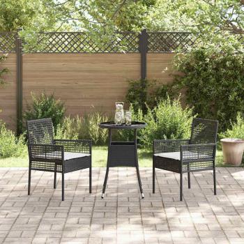 3-teiliges Garten Esszimmer Set Schwarz Poly Rattan
