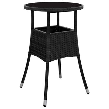 3-teiliges Garten Esszimmer Set Schwarz Poly Rattan