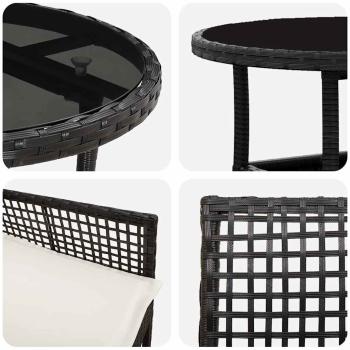 3-teiliges Garten Esszimmer Set Schwarz Poly Rattan