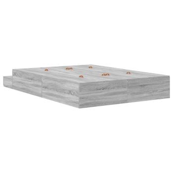 Aufbewahrungsbettgestell Graues Sonoma 140 cm Holzwerkstoff