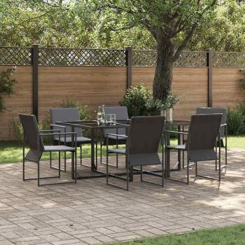 ARDEBO.de - 9-teiliges Garten-Esszimmer-Set mit Kissen aus Stahl und Textilene