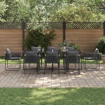 12-tlg. Garten-Essgruppe mit Kissen Stahl und Poly Rattan
