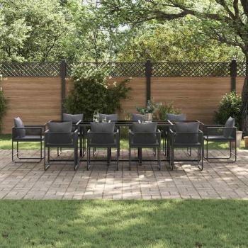 15-tlg. Garten-Essgruppe mit Kissen Stahl und Poly Rattan