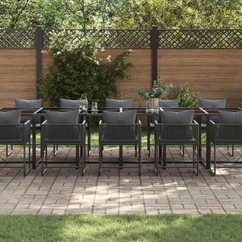 18-tlg. Garten-Essgruppe mit Kissen Stahl und Poly Rattan