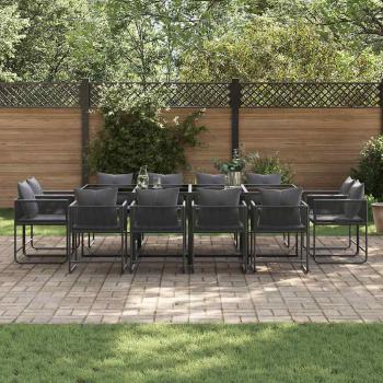 16-tlg. Garten-Essgruppe mit Kissen Stahl und Poly Rattan