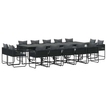 19-teiliges Garten-Dining-Set mit Kissen aus schwarzem Stahl und Poly-Rattan