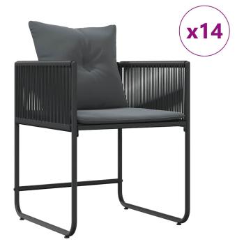 19-teiliges Garten-Dining-Set mit Kissen aus schwarzem Stahl und Poly-Rattan