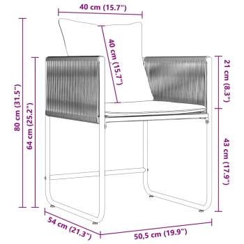 19-teiliges Garten-Dining-Set mit Kissen aus schwarzem Stahl und Poly-Rattan