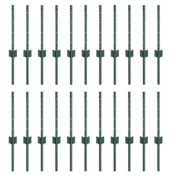 Zaunpfosten 22 Stück U-Profil Grün 80 cm Stahl