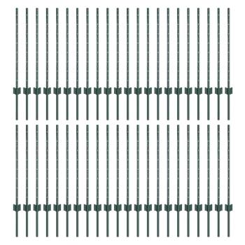Zaunpfähle 44 Stück U-Profil Grün 120 cm Stahl