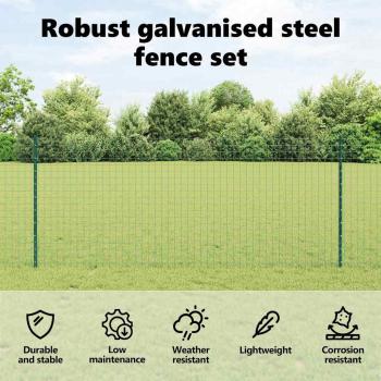 Zaunpfosten 22 Stk U-Profil Grün 140 cm Stahl