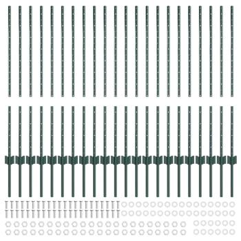 Zaunpfosten 22 Stk U-Profil Grün 140 cm Stahl