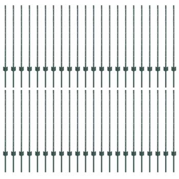Zaunpfähle 44 Stk U-Kanal Grün 140 cm Stahl
