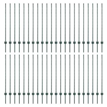 Zaunpfosten 44 Stück U-Kanal Grün 160 cm Stahl