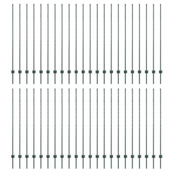 Zaunpfosten 44 pcs U-Kanal Grün 200 cm Stahl