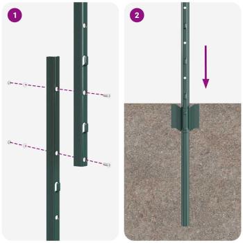 Zaunpfosten 44 pcs U-Kanal Grün 200 cm Stahl