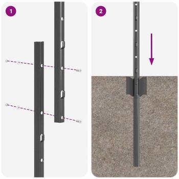 Zaunpfosten 88 Stk U-Kanal Grau 180 cm Stahl