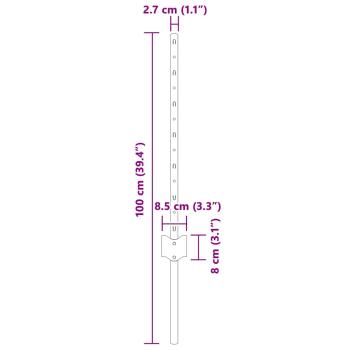 Einbetonierter Zaunpfosten 44 Stk. Silber 100 cm