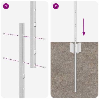 Zaunpfosten 44 Stk U-Kanal Silber 160 cm Stahl