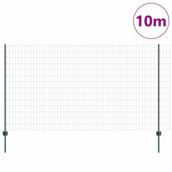 Euro-Zaun mit Pfosten 10 x 1,4 m PVC-beschichteter Stahl Grün