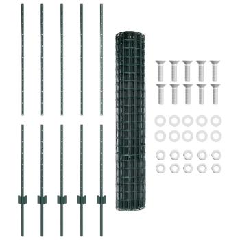 Euro-Zaun mit Pfosten 10 x 1,4 m PVC-beschichteter Stahl Grün