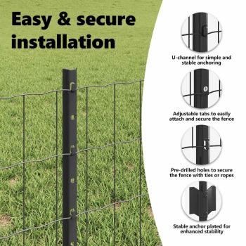 Euro-Zaun mit Pfosten 10 x 0,4 m PVC-beschichteter Stahl Grau