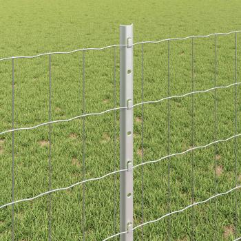 Eurozaun mit Pfosten 25 x 0,8 m Verzinkter Stahl Silber Netz