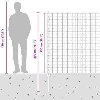 Euro Zaun mit 10 U-Pfosten Silber 1,5x10 m Stahl