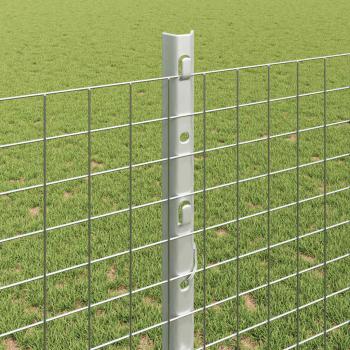 Schweißdrahtzaun mit 10 U-Pfosten Silber 1,2x10 m Stahl