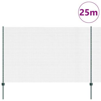 Geschweißter Drahtzaun mit 11 U-Posts Grün 1,5x25 m Stahl