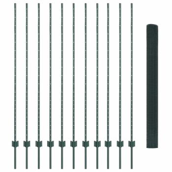 Geschweißter Drahtzaun mit 11 U-Pfosten Grün 1,6x25 m Stahl