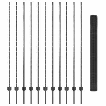 Schweißdrahtzaun mit 22 U-Pfosten Grau 1.5x25 m Stahl