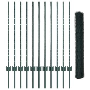 Gartenzaun Set Set von 2 Grün Metall, Kunststoff 25 x 1 m Zaun