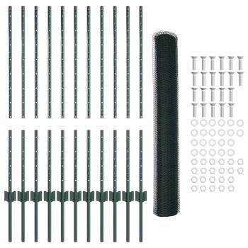 Gartenzaun Set Set von 2 Grün Metall, Kunststoff 25 x 1 m Zaun