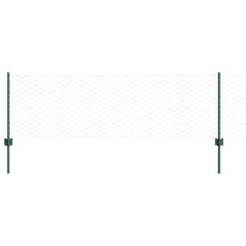 Zaunpfosten 11 Stück U-Profil Grün 60 cm Stahl, Sechseckzaun Grün 0,6 x 50 m Stahl