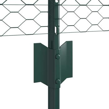 Zaunpfosten 11 Stück U-Channel Grün 80 cm Stahl, Sechseckzaun Grün 0,8x100 m Stahl