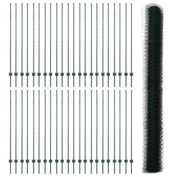 Zaunpfosten 11 Stück U-Kanal Grün 150 cm Stahl, Sechseckzaun Grün 1,5x100 m Stahl