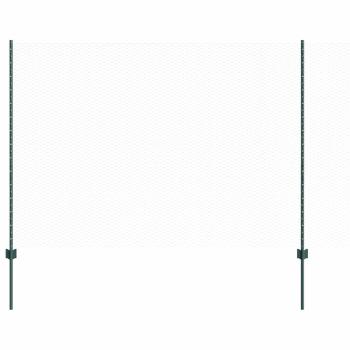 Zaunpfosten 11 Stk U-Kanal Grün 160 cm Stahl, Hexagonzaun Grün 1.6x100 m Stahl