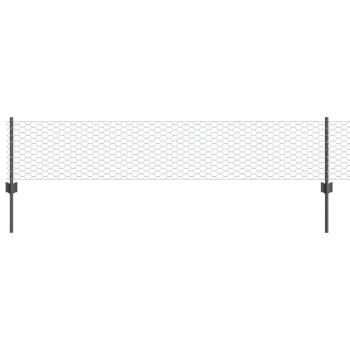 Zaunpfosten 5 Stück U-Kanal Grau 40 cm Stahl, Hexagonzaun Grau 0,4x10 m Stahl