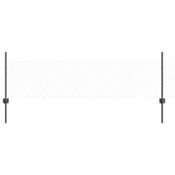 Zaunpfosten 5 Stk U-Kanal Grau 60 cm Stahl, Sechseckzaun Grau 0,5 x 10 m Stahl