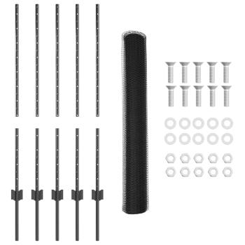 Zaunpfosten 10 Stück U-Kanal Grau 100 cm Stahl, Sechseckzaun Grau 1x10 m Stahl